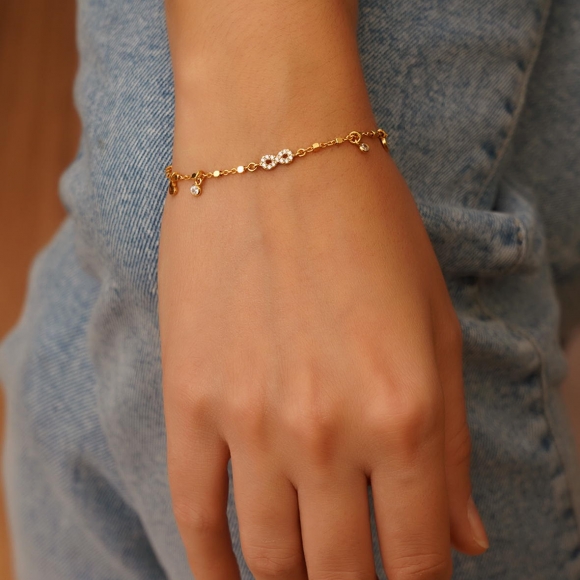 Bracelet silver 925 gold plated with white zirconia - Simply Me