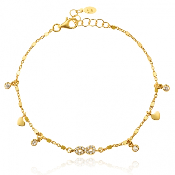 Bracelet silver 925 gold plated with white zirconia - Simply Me