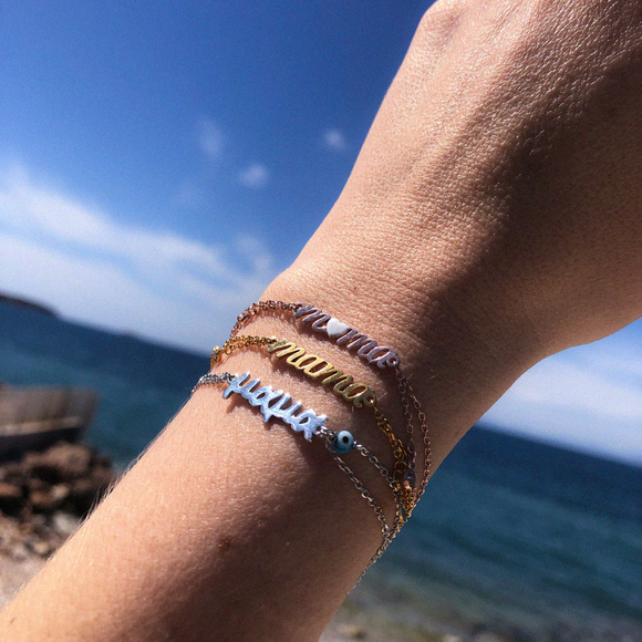 Bracelet silver 925 rhodium plated & with evil eye - Wish Luck