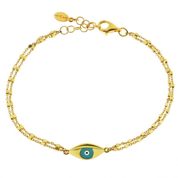 Bracelet silver 925 yellow gold plated with enamel evil eye - Wish Luck