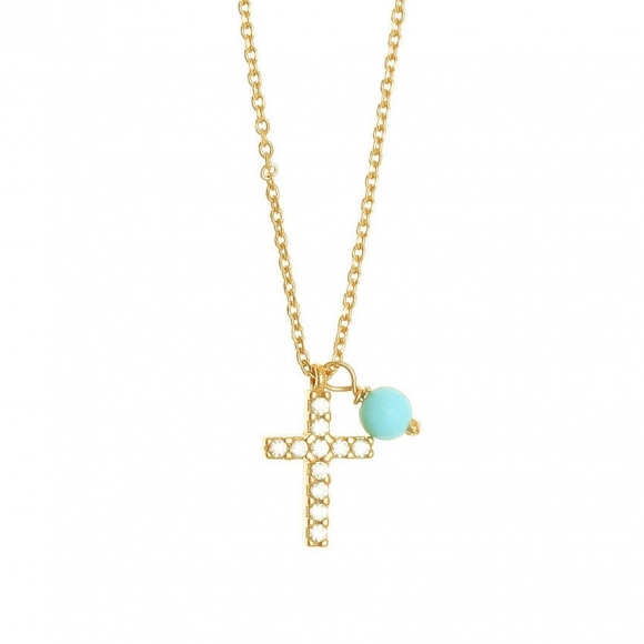 Necklace in silver 925 gold plated with white zirconia - Simply Me