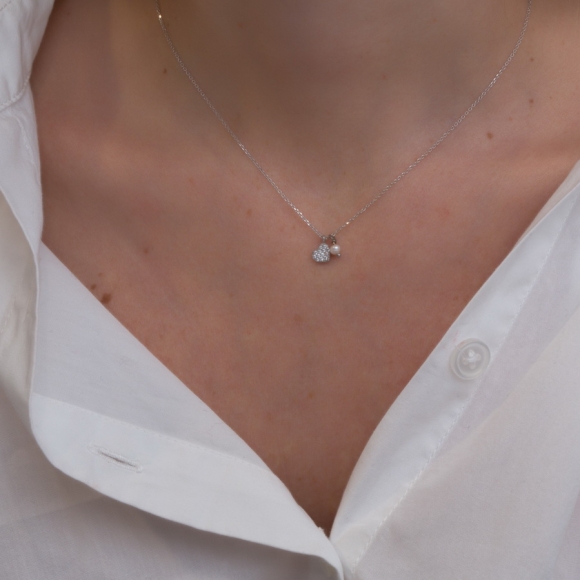 Necklace in silver 925 rhodium plated with white zirconia - Simply Me