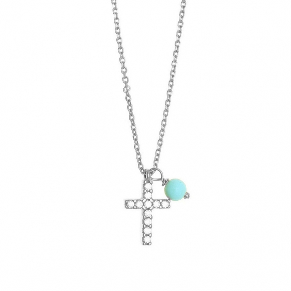 Necklace in silver 925 rhodium plated with white zirconia - Simply Me