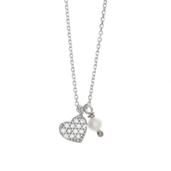 Necklace in silver 925 rhodium plated with white zirconia - Simply Me