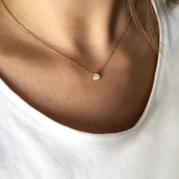 Necklace in silver 925 yellow gold plated with crystals - Simply Me