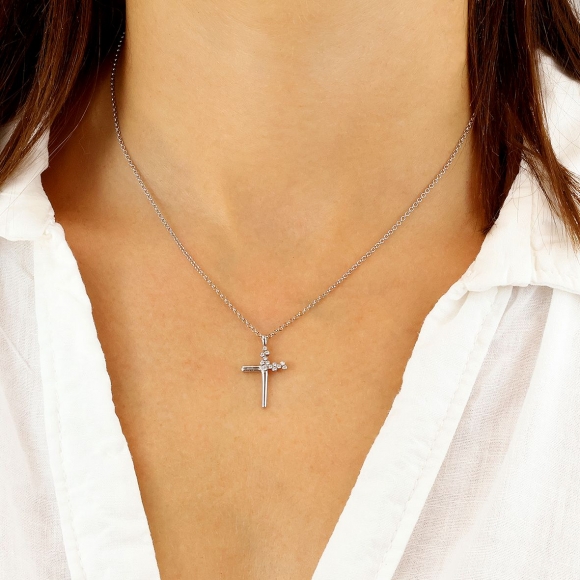 Necklace silver 925 rhodium plated with zirconia - Simply Me