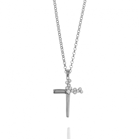 Necklace silver 925 rhodium plated with zirconia - Simply Me