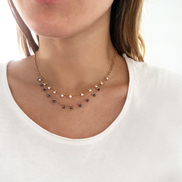 Necklace silver 925 yellow gold plated with fresh water pearl - Color Me