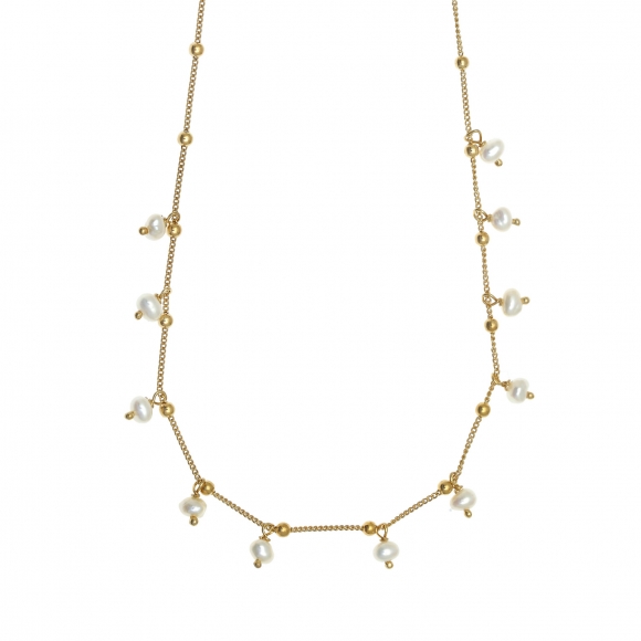 Necklace silver 925 yellow gold plated with fresh water pearl - Color Me