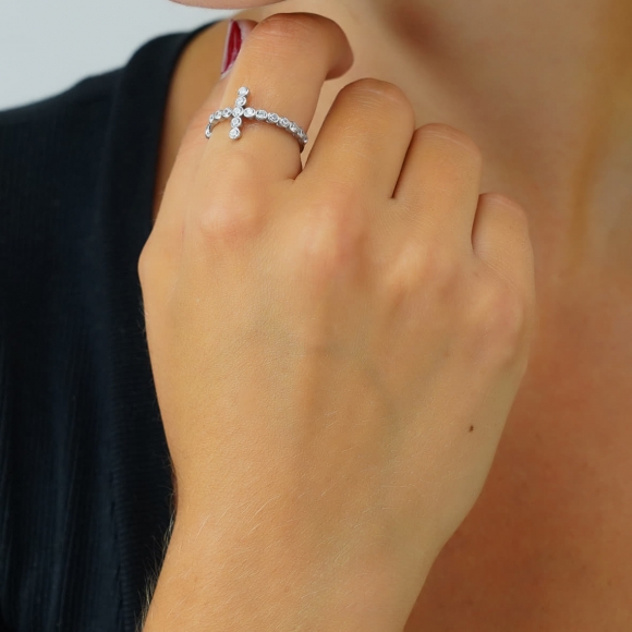 Ring silver 925 rhodium plated with zirconia - Simply Me