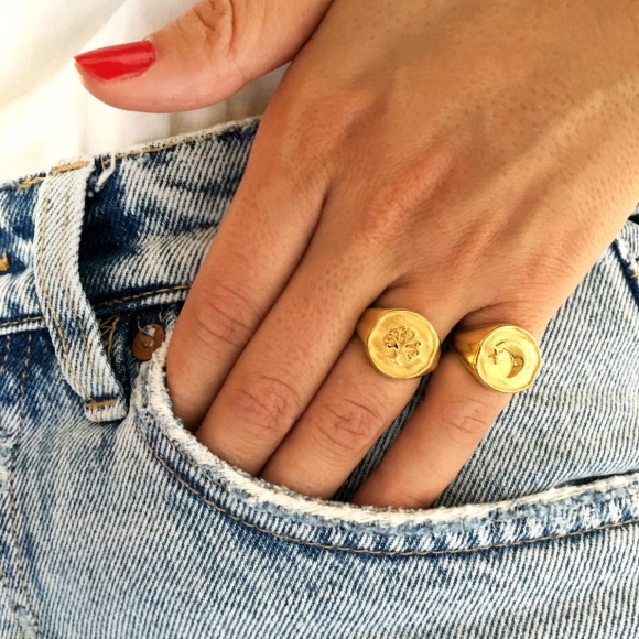 Ring silver 925 yellow gold plated - Funky Metal