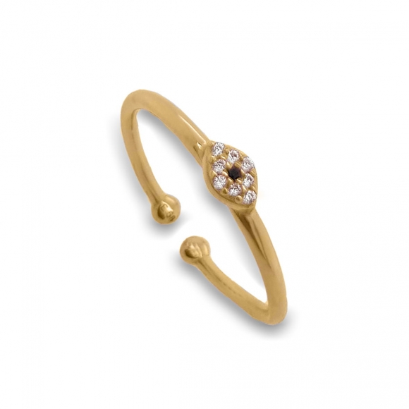 Ring silver 925 yellow gold plated with white zirconia - Simply Me