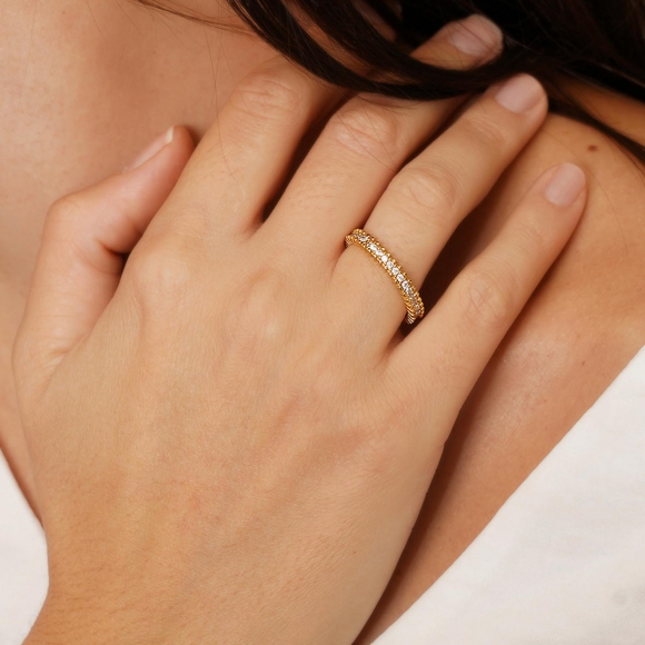 Ring silver 925 yellow gold plated with zirconia - Color Me