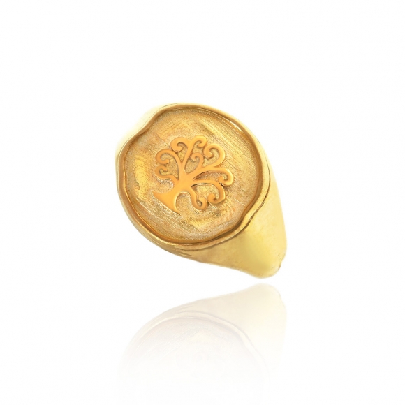 Ring silver 925 yellow gold plated - Funky Metal